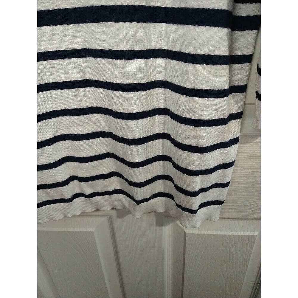 Lett & Me Woman's L Sweater Striped Nautical White Blue Pink Lightweight 3/4... - Picture 6 of 10